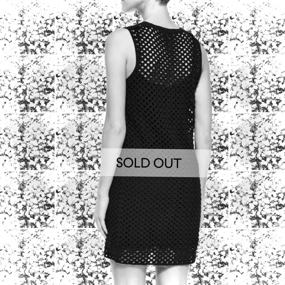THEORY | S | Natialee Crocheted Knit Sleeveless Sheer Illusion Tank Mini Dress